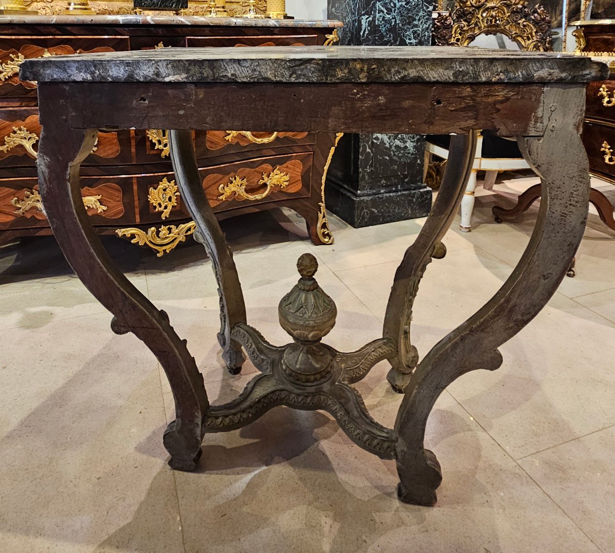 Polychrome Carved Oak Console Table, 18th-century Transition Period.-photo-8