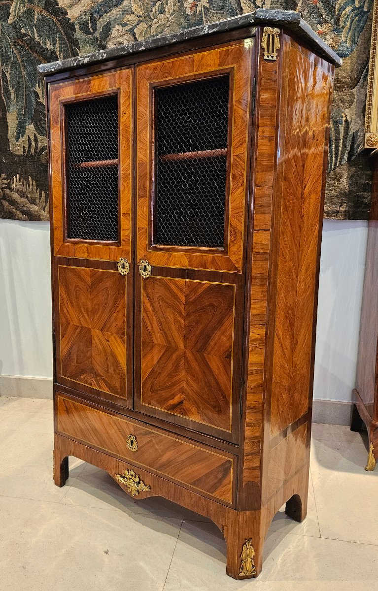 Bookcase Stamped "j.p. Letellier," Louis XVI Period, 13th Century-photo-1