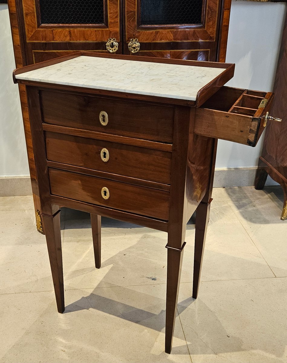 18th-century Louis XVI-era Solid Mahogany Coffee Table-photo-5