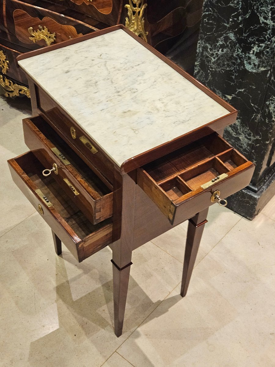 18th-century Louis XVI-era Solid Mahogany Coffee Table-photo-6