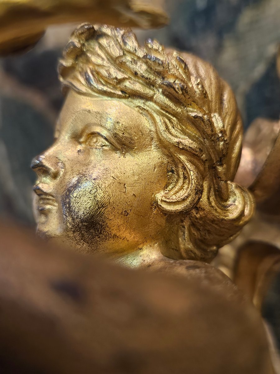  Paire de Chenêts en Bronze Doré d'Après « Jacques Caffieri » Époque Louis XV XVIIIe-photo-2