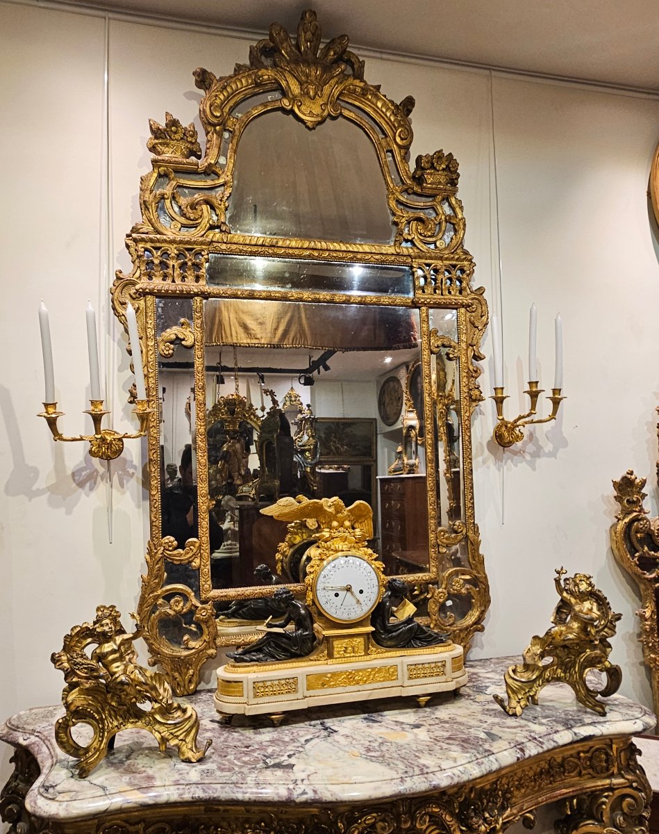  Paire de Chenêts en Bronze Doré d'Après « Jacques Caffieri » Époque Louis XV XVIIIe-photo-8