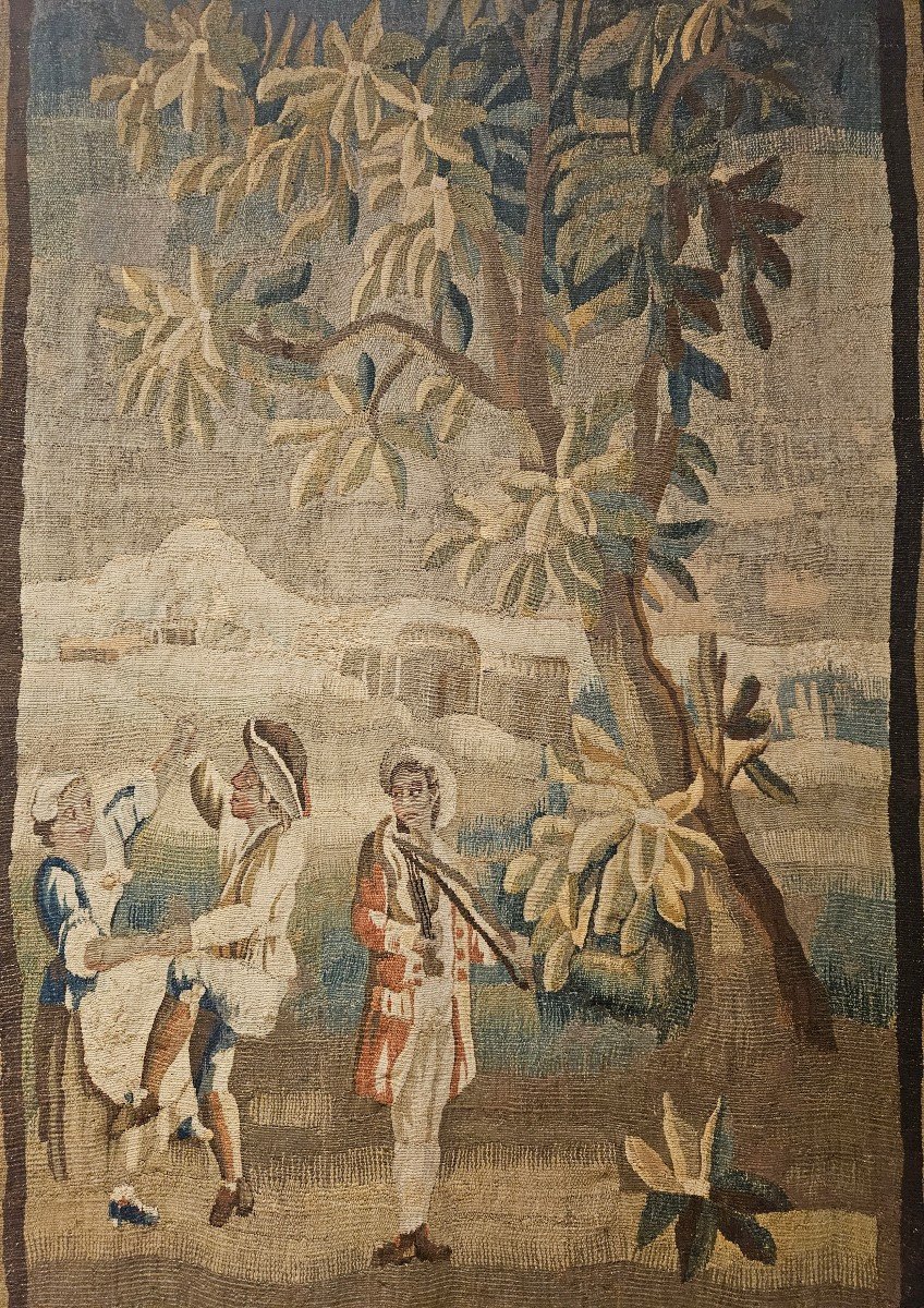 Aubusson Tapestry "la Danse Champêtre" (louis XV Period, 18th Century)-photo-2