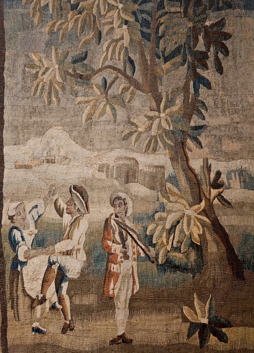 Aubusson Tapestry "la Danse Champêtre" (louis XV Period, 18th Century)-photo-4