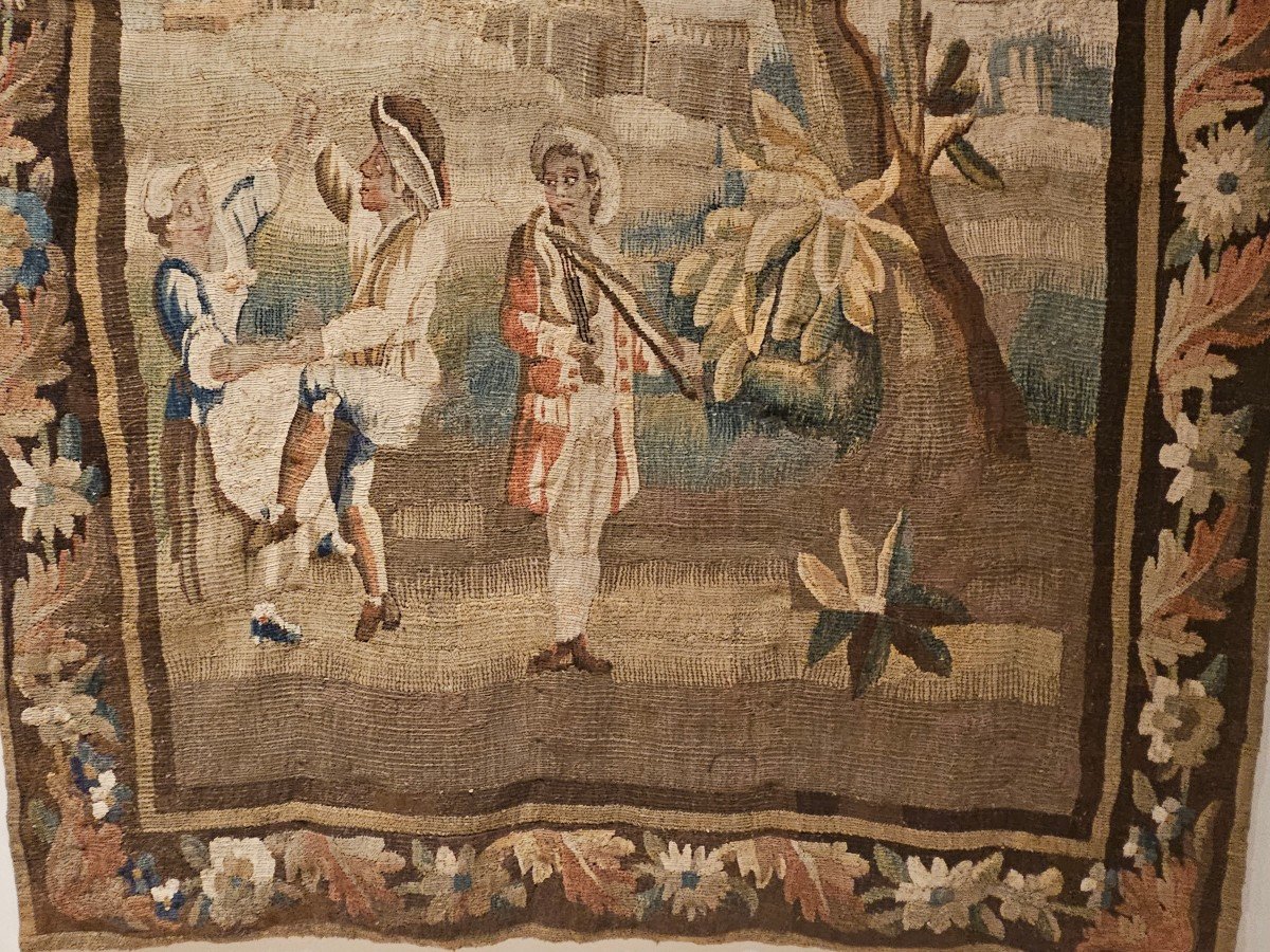 Aubusson Tapestry "la Danse Champêtre" (louis XV Period, 18th Century)-photo-2