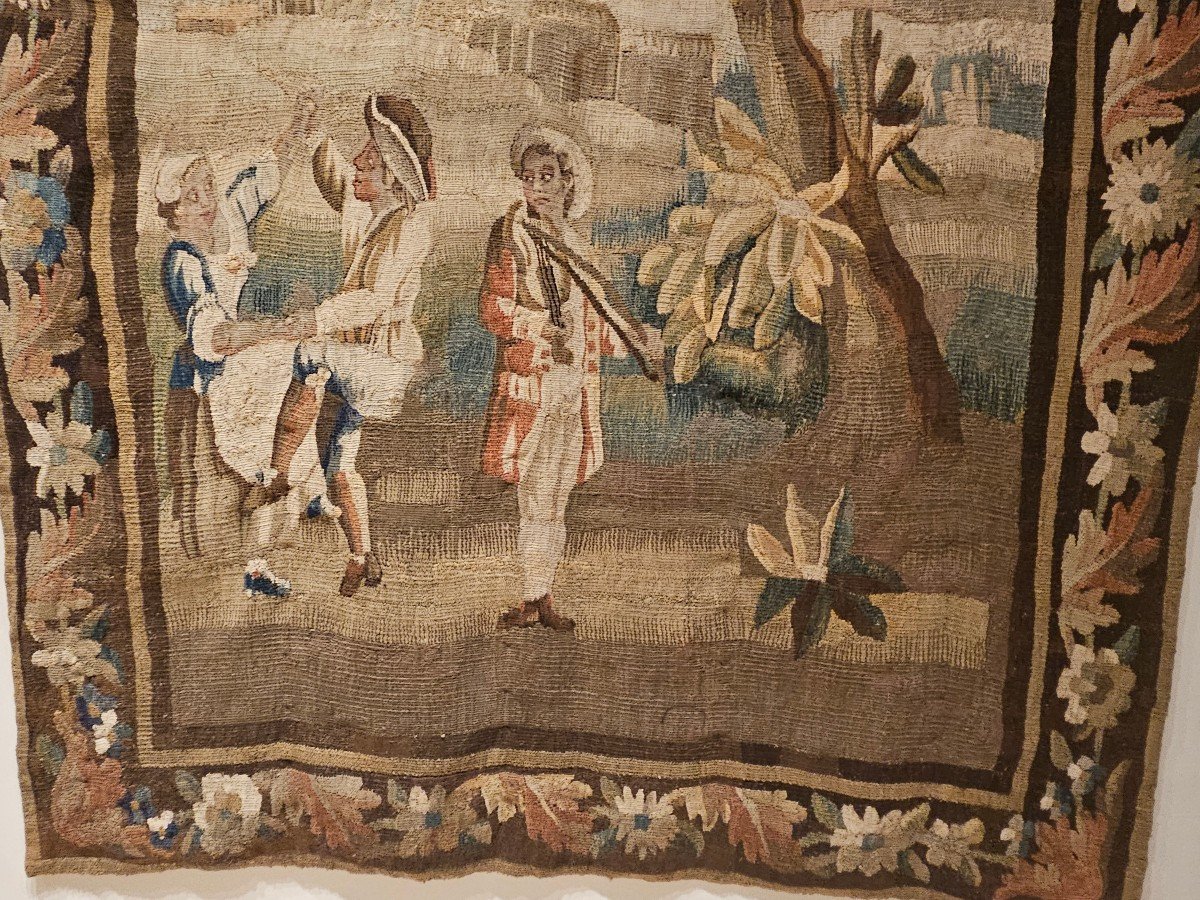 Aubusson Tapestry "la Danse Champêtre" (louis XV Period, 18th Century)-photo-3