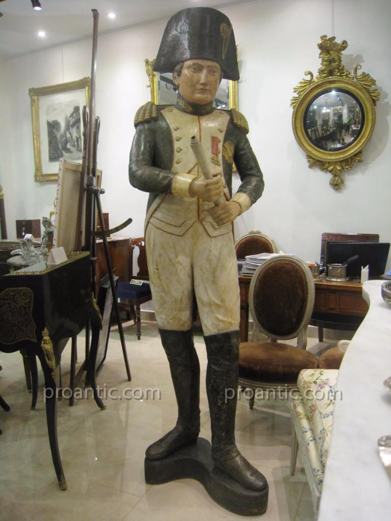 Grande Statue Napoléon 1er En Bois Sculpté Polychrome XIX ème