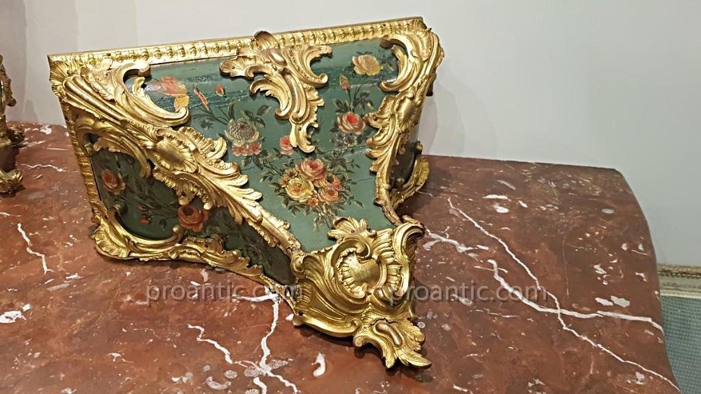 Important Cartel d'Applique En Vernis Martin Epoque Louis XV-photo-3