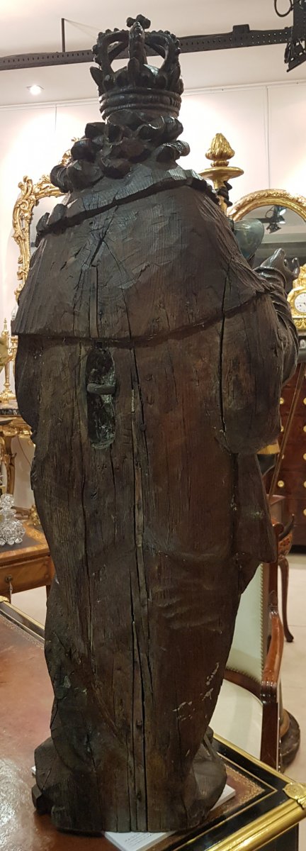 "Saint Louis" Sculpture En Chêne XVII ème-photo-5