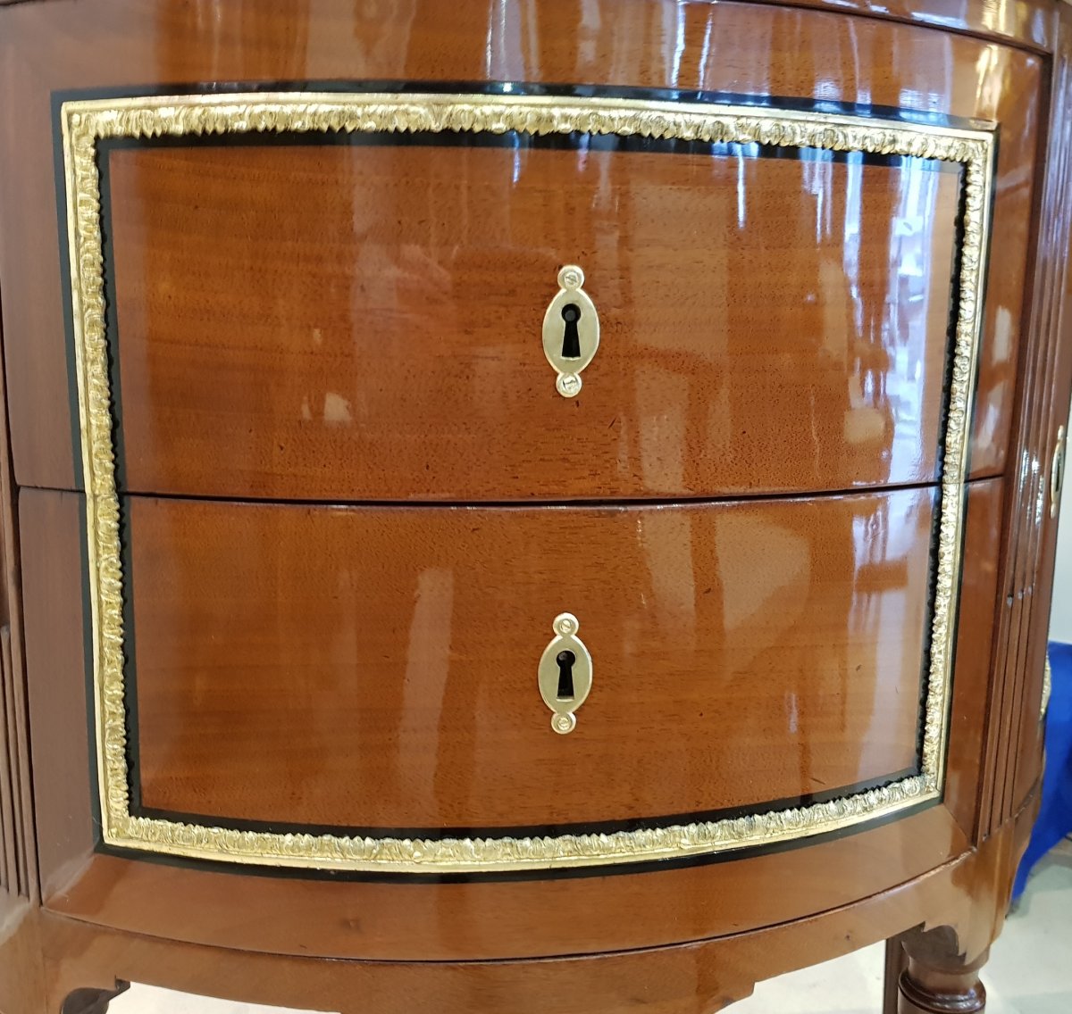 Commode Demi-lune En Acajou  Estampillée CANABAS Epoque Louis XVI  -photo-4