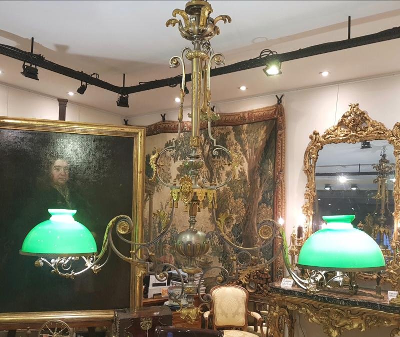 Importante Suspension De Billard  En  Bronze  Attribuée à Barbedienne  Epoque Napoléon III
