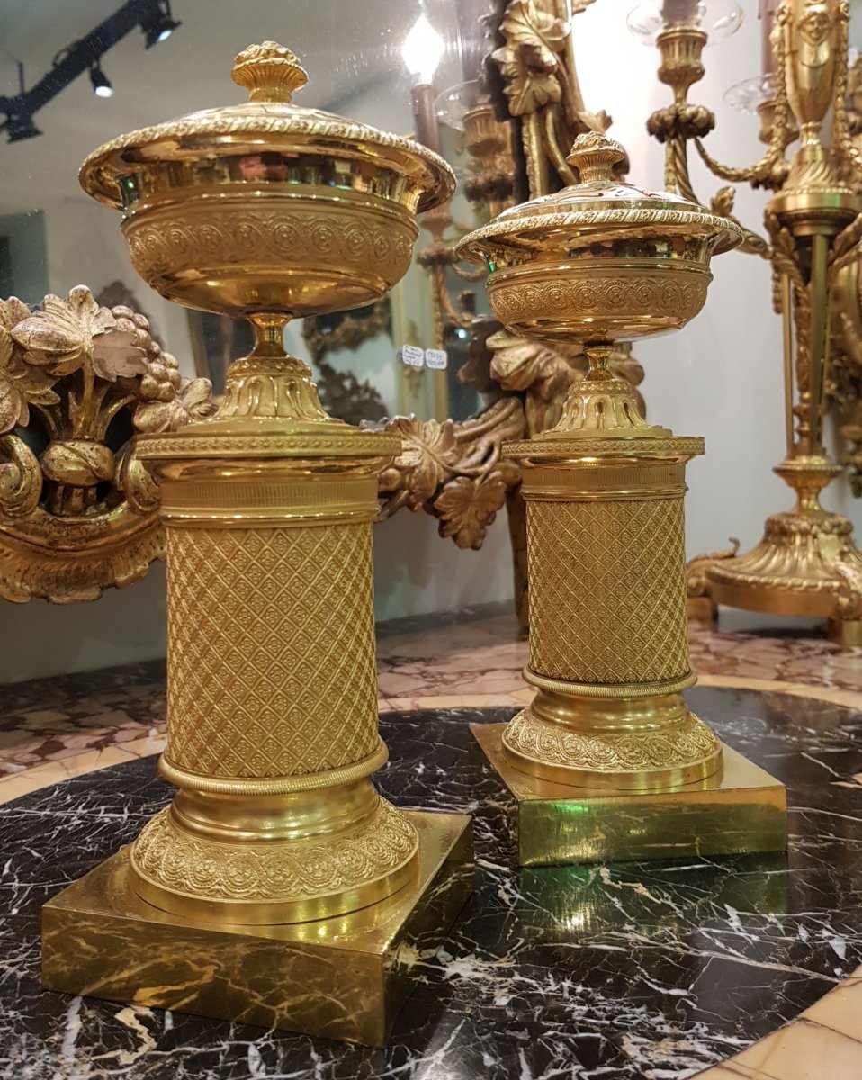 Paire De Vases Pot-pourri Epoque Empire XIX ème