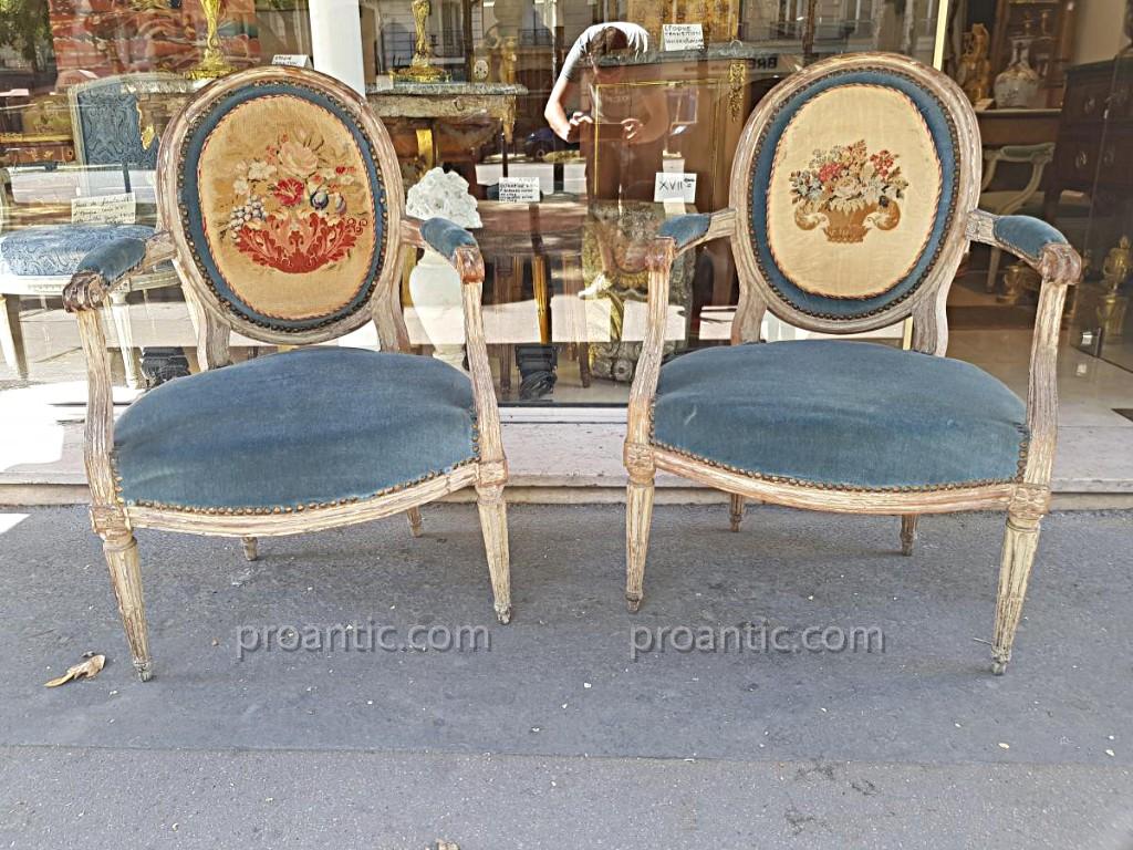 Paire De Fauteuils Epoque Louis XVI XVIII  ème-photo-4