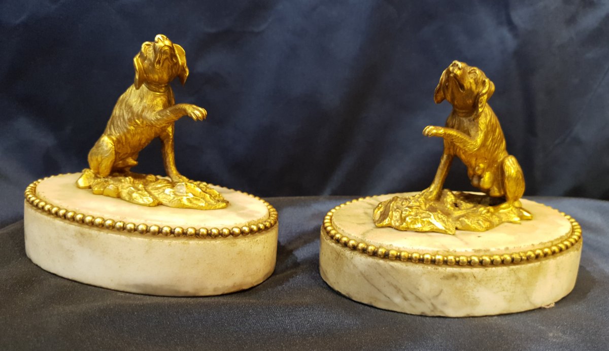 Pair Of Paperweight In Gilt Bronze Louis XVI XVIII-photo-3