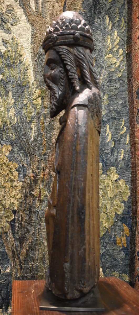 Charlemagne En Chêne Sculpté XVI ème-photo-1