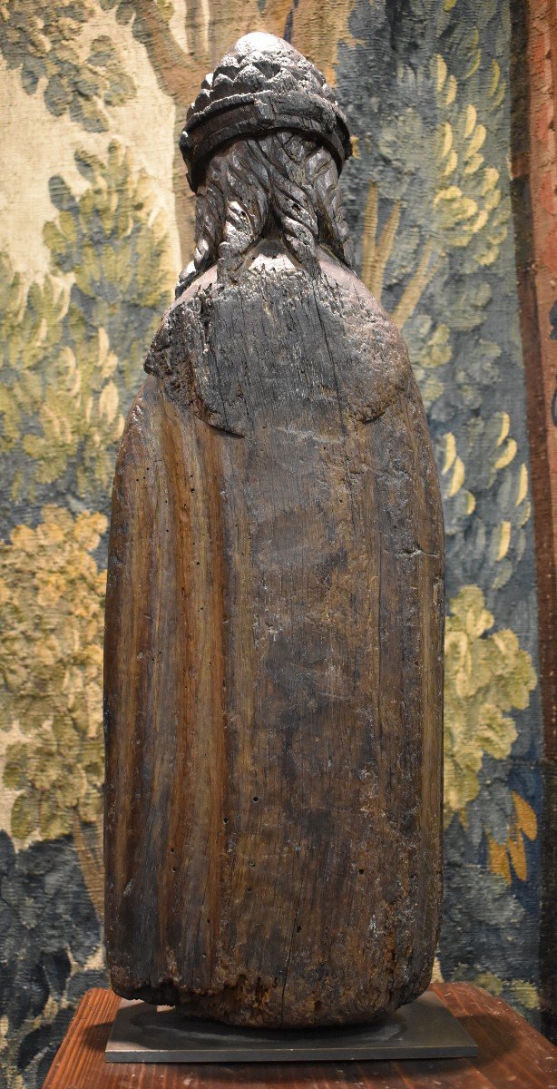Charlemagne En Chêne Sculpté XVI ème-photo-6
