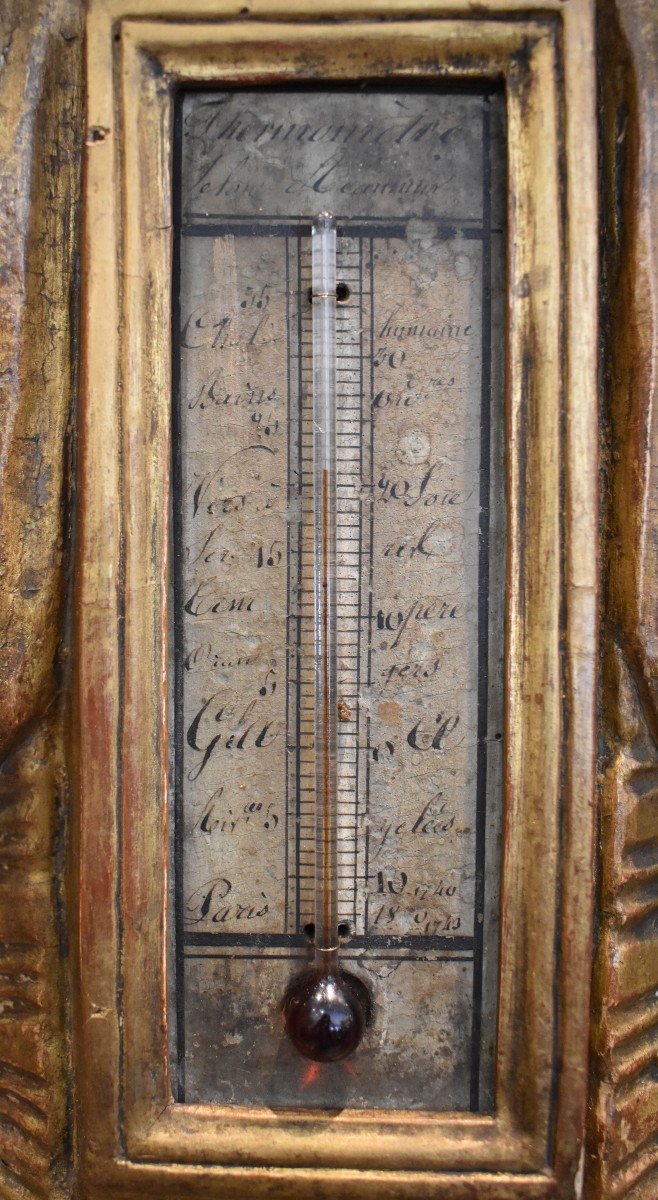  Baromètre Thermomètre En Bois Sculpté Epoque Louis XVI XVIII ème-photo-1