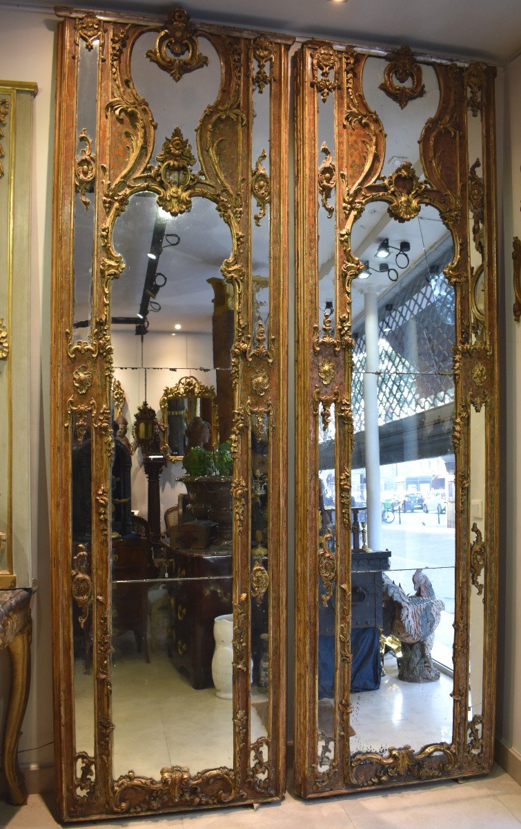 Pair Of Important Woodwork Mirrors Venice Italy XVIII