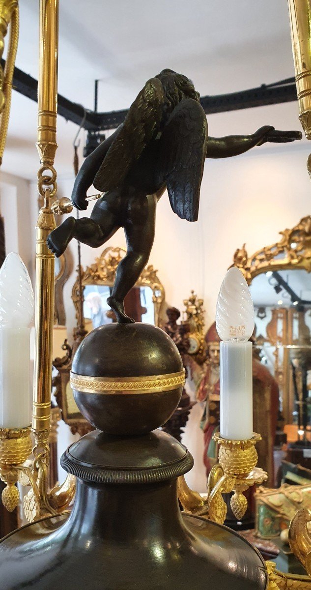 Gilt Bronze Chandelier With Six Arms Of Light Empire Period XIX-photo-3