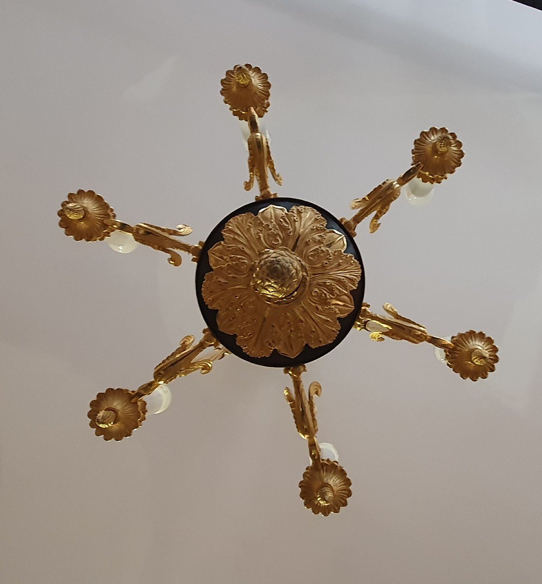 Gilt Bronze Chandelier With Six Arms Of Light Empire Period XIX-photo-4