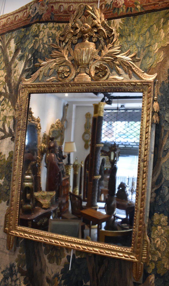 Miroir En Bois Sculpté Et Doré Epoque Louis XVI XVIII ème -photo-2