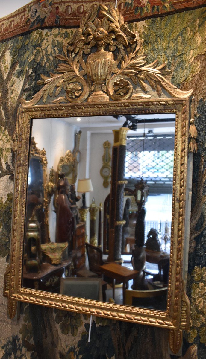 Miroir En Bois Sculpté Et Doré Epoque Louis XVI XVIII ème -photo-3