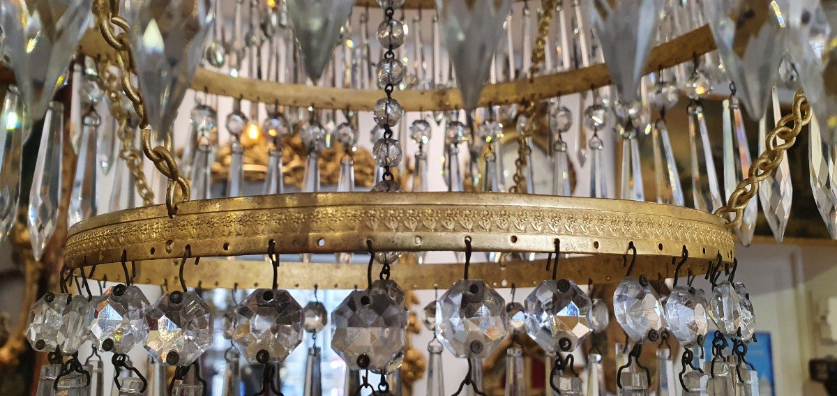 Grand Lustre "Mongolfière" A Douze Lumières Epoque Empire XIX ème-photo-2