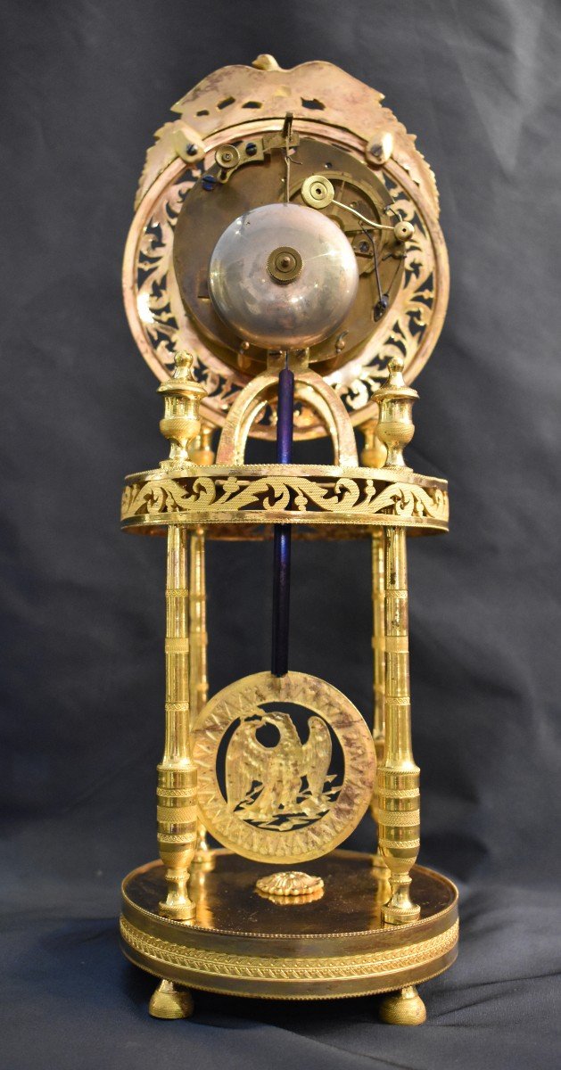 Skeleton Clock In Gilt Bronze Empire Period Early XIXth-photo-4