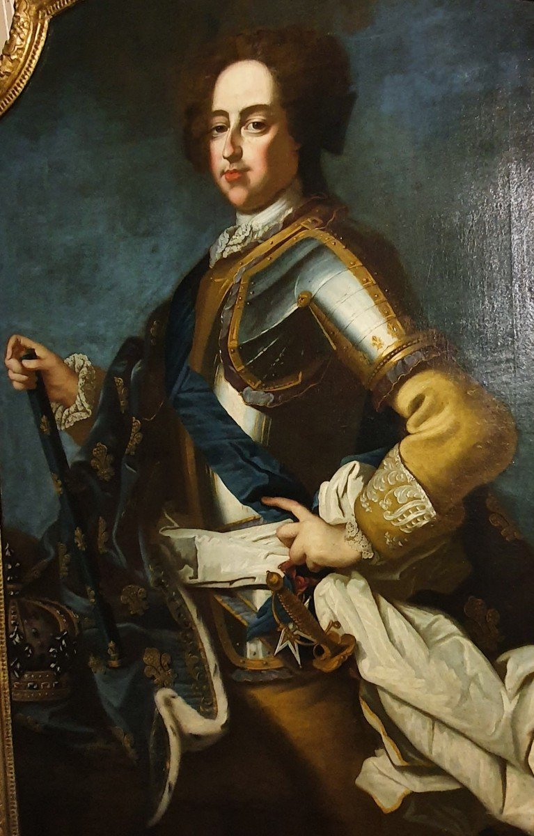 Grand Portrait De Louis XV Roi De France Et De Navarre d'Après J.b Van Loo XVIII ème-photo-3