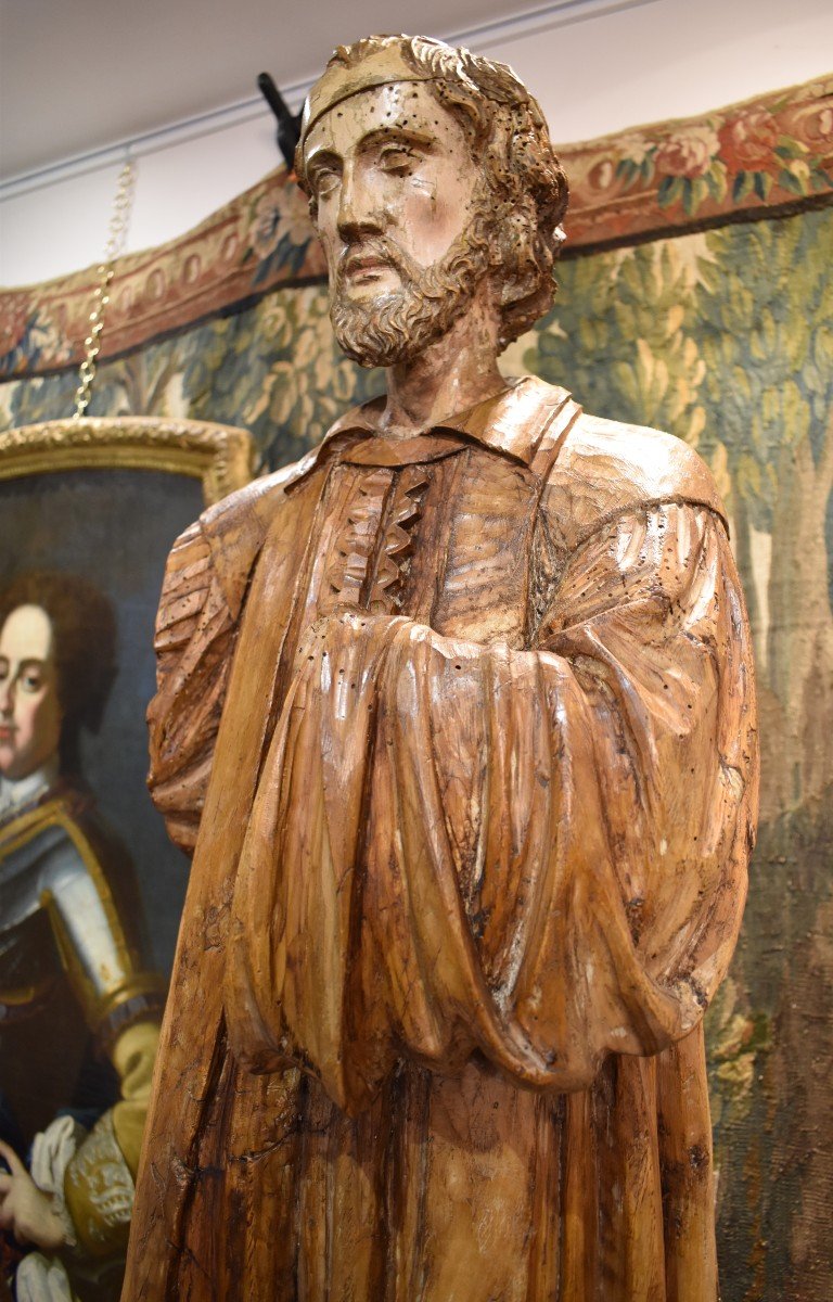 "Saint Raymond Nonnat" En Tilleul Sculpté XVII ème -photo-5