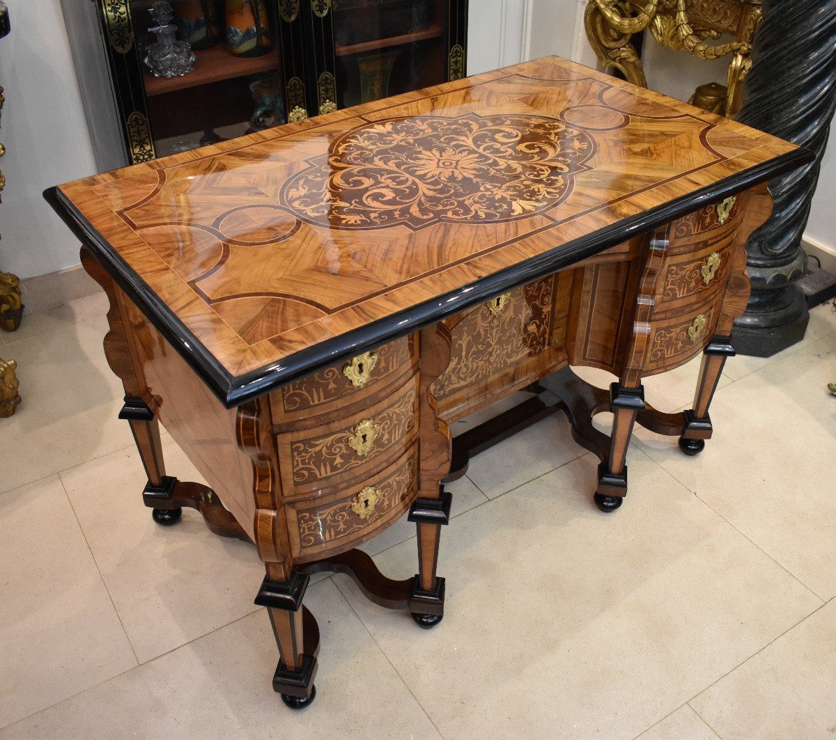 Mazarin Desk In Marquetry Louis XIV XVII Period-photo-2