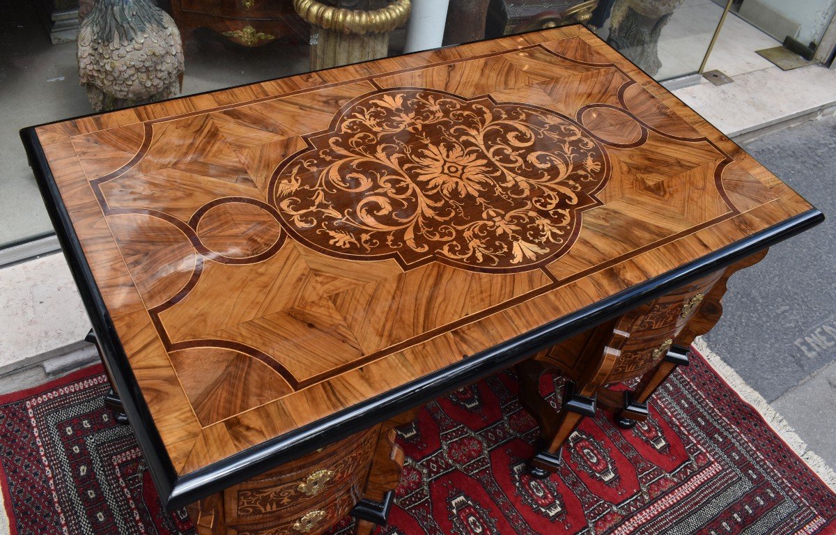 Mazarin Desk In Marquetry Louis XIV XVII Period-photo-1