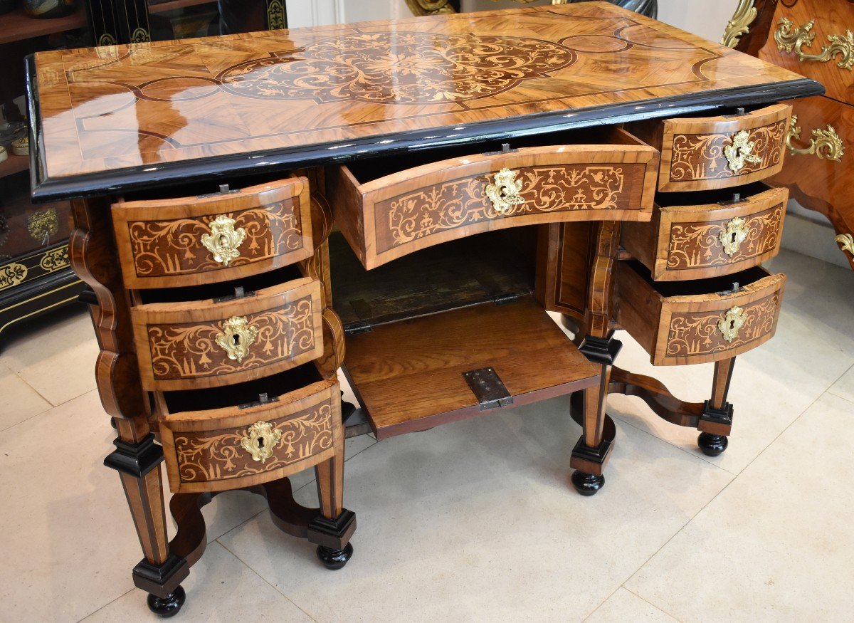 Mazarin Desk In Marquetry Louis XIV XVII Period-photo-4