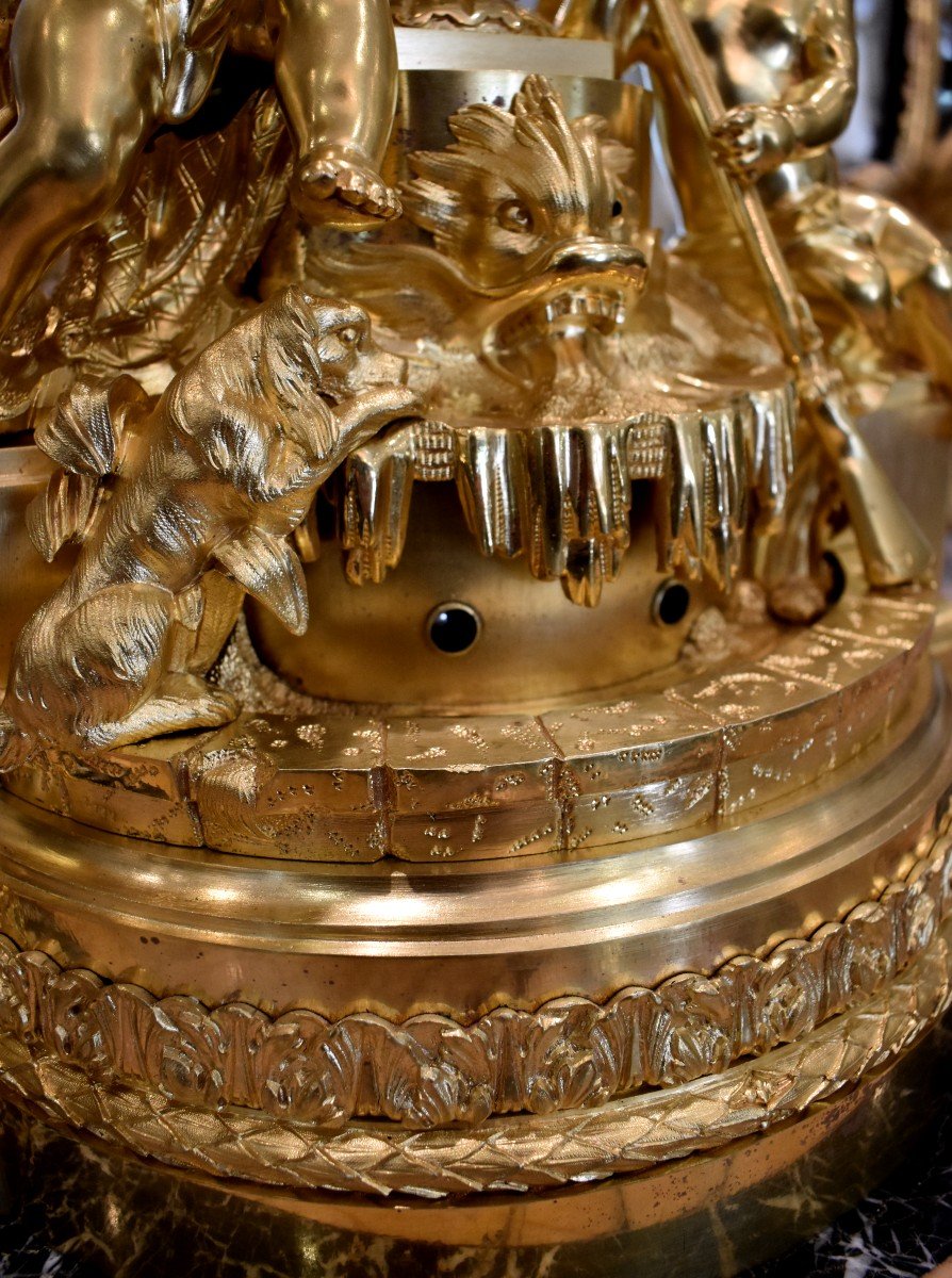 Importante Pendule Tournante En Bronze Doré "Aux Angelots"Epoque Louis XVI XVIII ème-photo-1