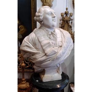 "louis XVI King Of France And Navarre" In White Carrara Marble Carved XVIII