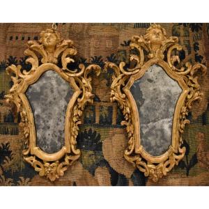 Paire De Miroirs d'Alcôve Epoque Régence Début XVIII ème