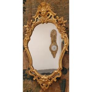 Miroir En Bois Sculpté Et Doré Italie Fin XVIII ème 