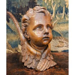 Bust Of Cherub In Carved Linden XVIII