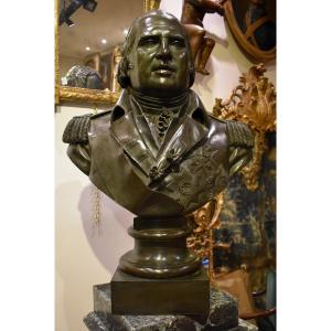 "louis XVIII King Of France And Navarre" In Patinated Bronze Dated 1816 Early 19th Century