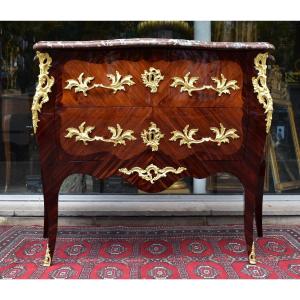 Commode En Marqueterie Estampillée A. Fleury Epoque Louis XV XVIII ème