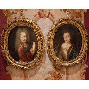 "Louis XV Et Marie Leczinska Enfants " Suiveur De Pierre Mignard Epoque Régence Début XVIII ème