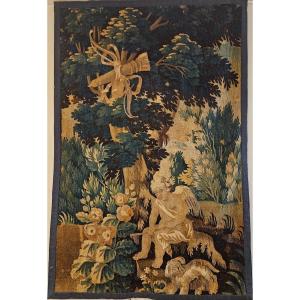 Aubusson Tapestry "greenery With Angelot" Louis XIV XVIIth Period 