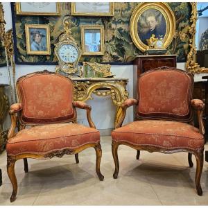  Armchairs To The Queen "i.gourdin" Louis XV XVIIIth Period