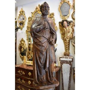 Important 17th-century Linden Wood Sculptures Of "saint Peter"