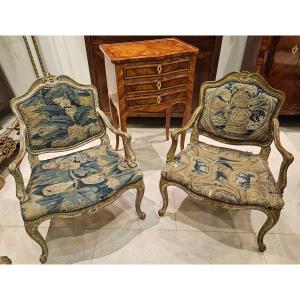 Paire De Fauteuils D'Enfant Époque Louis XV XVIIIe