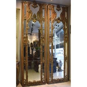 Pair Of Important Woodwork Mirrors Venice Italy XVIII