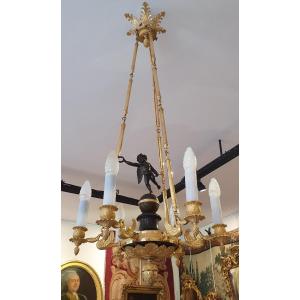 Gilt Bronze Chandelier With Six Arms Of Light Empire Period XIX