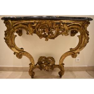 Console En Chêne Sculpté Et Doré Epoque Louis XV XVIII ème