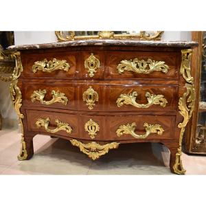 Commode Tombeau En Marqueterie Estampillée J.G.Schlichtig Epoque Louis XV XVIII ème