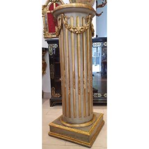 Importante Colonne En Bois Sculpté Epoque Napoléon III XIX ème 